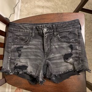 American Eagle black denim shorts